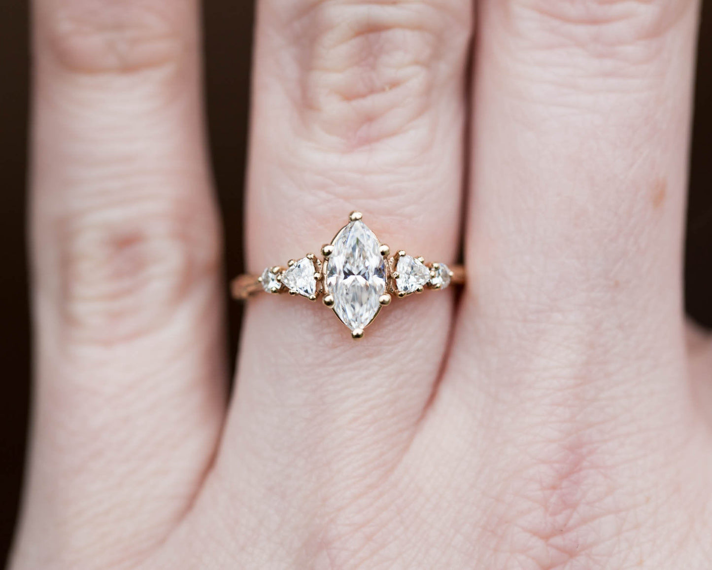 [Oramore Jewelry]Five stone ring with marquise moissanite