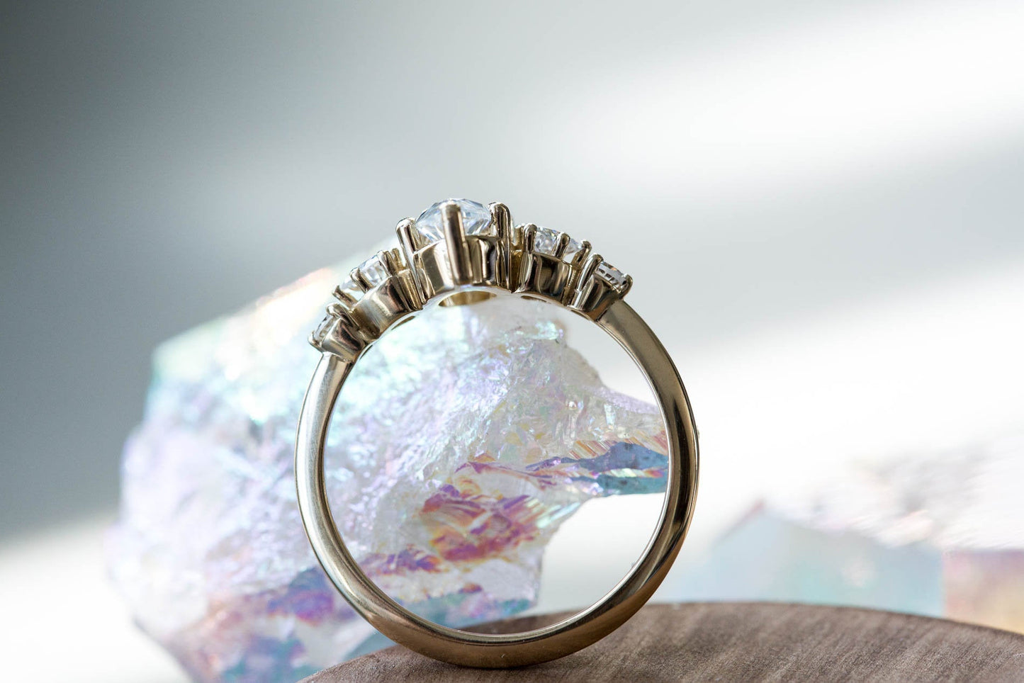 [Oramore Jewelry]Five stone ring with marquise moissanite